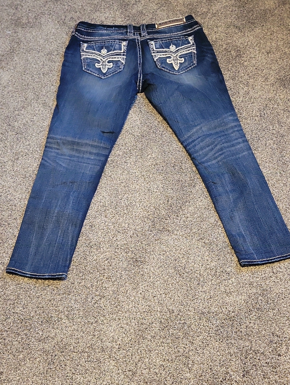Rock Revival Women's Dark Blue Skinny Jeans with Embroidered Back Pockets
